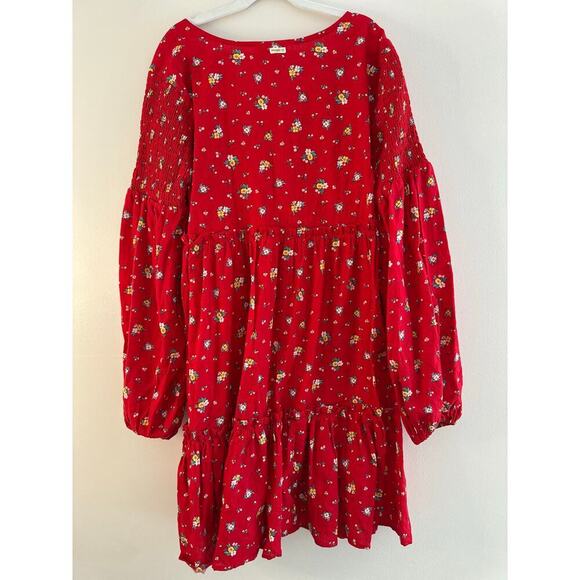 NWOT Billabong x Wrangler Red Floral Tiered Babydoll Boho Dress Small - Picture 2 of 7